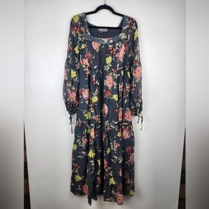 Anthropologie Evelin Maxi Dress Green Floral Boho Size Small